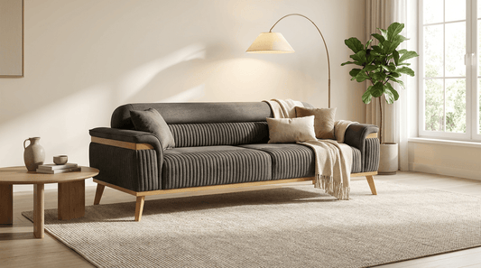 Angel Yataklı Üçlü Koltuk Krem